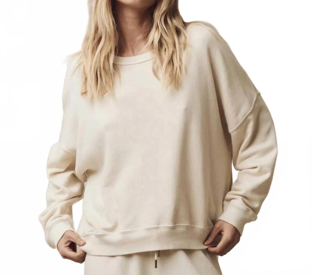 NEW THE GREAT. teammate long sleeve sweatshirt in white